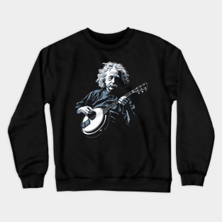 Albert Einstein Playing Banjo Funny Science Satire Crewneck Sweatshirt